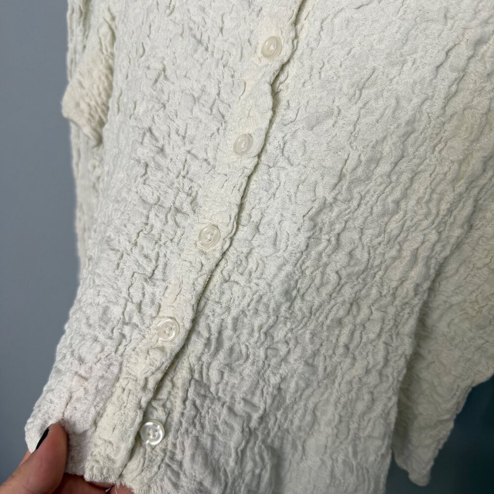 ALL:ROW ivory textured button front top size M - Picture 3 of 6